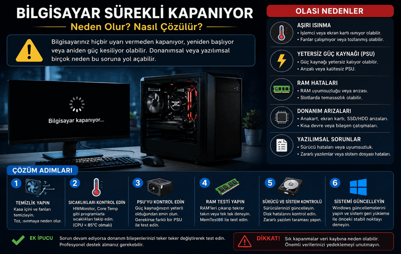 Bilgisayar Sürekli Kapanıyorsa