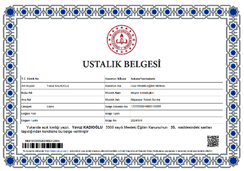 Ustalık Sertifikası