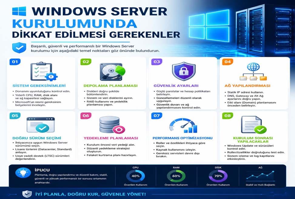Windows Server Kurulumu Öncesinde Dikkat Edilmesi Gerekenler